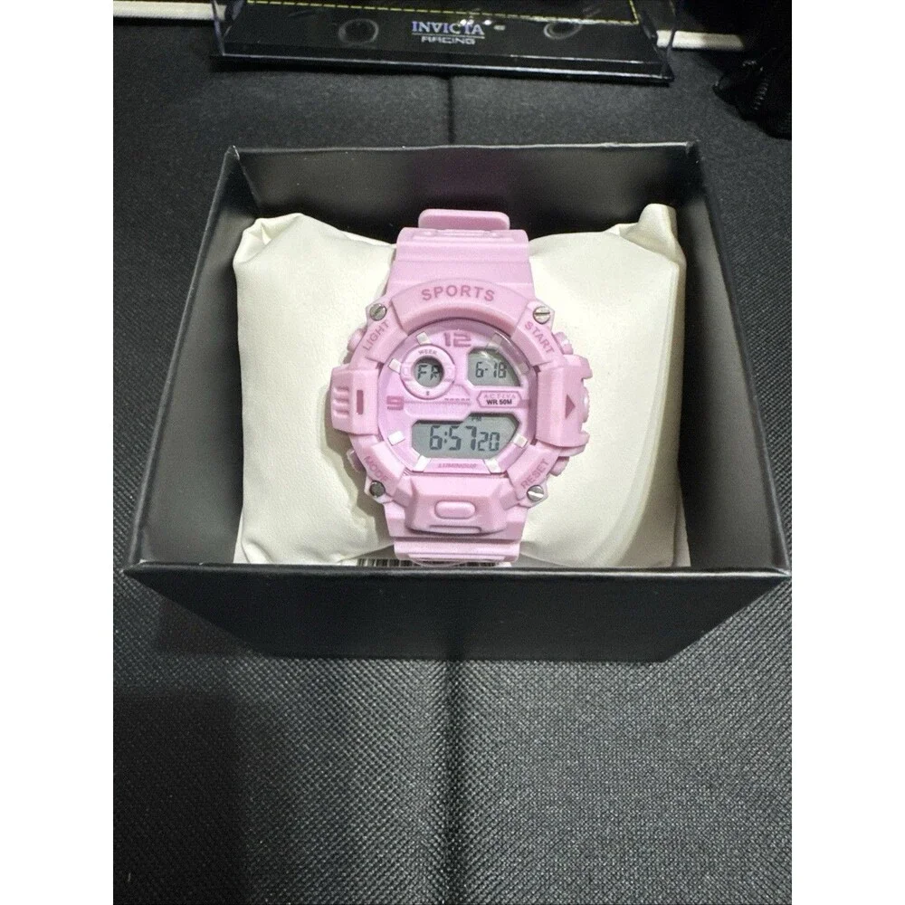 Pink Activa Sports Women's/Kids Digital Quartz Resin Strap Watch 50m WR w/ Box